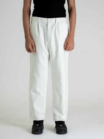 Stretchable linen pant - White