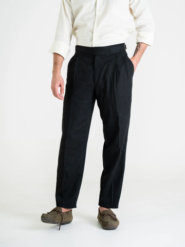 Black Linen Ghurka Pant