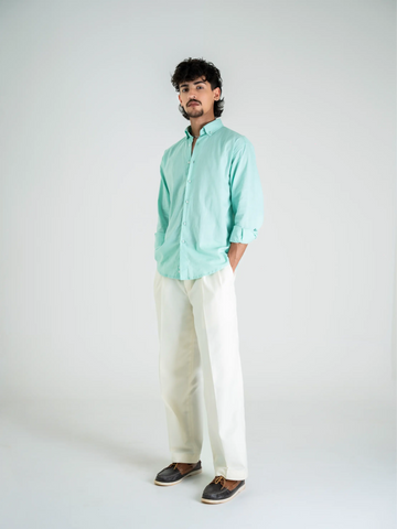 Teal Blue linen Shirt