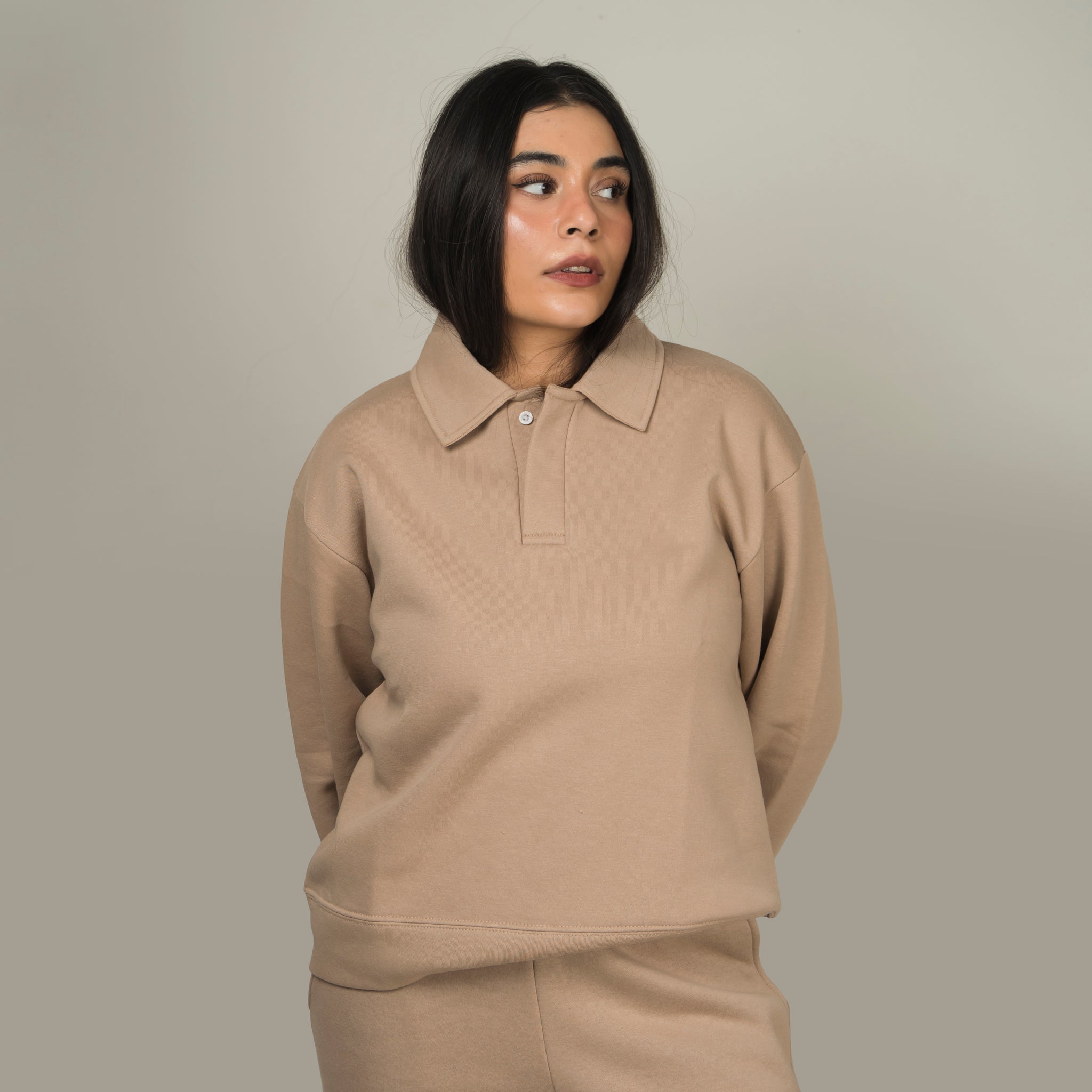 Latte Fleece Polo