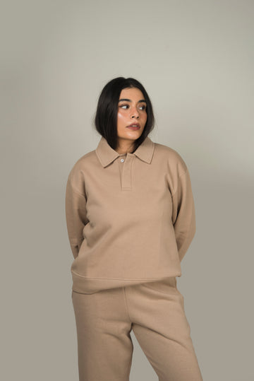 Latte Fleece Polo