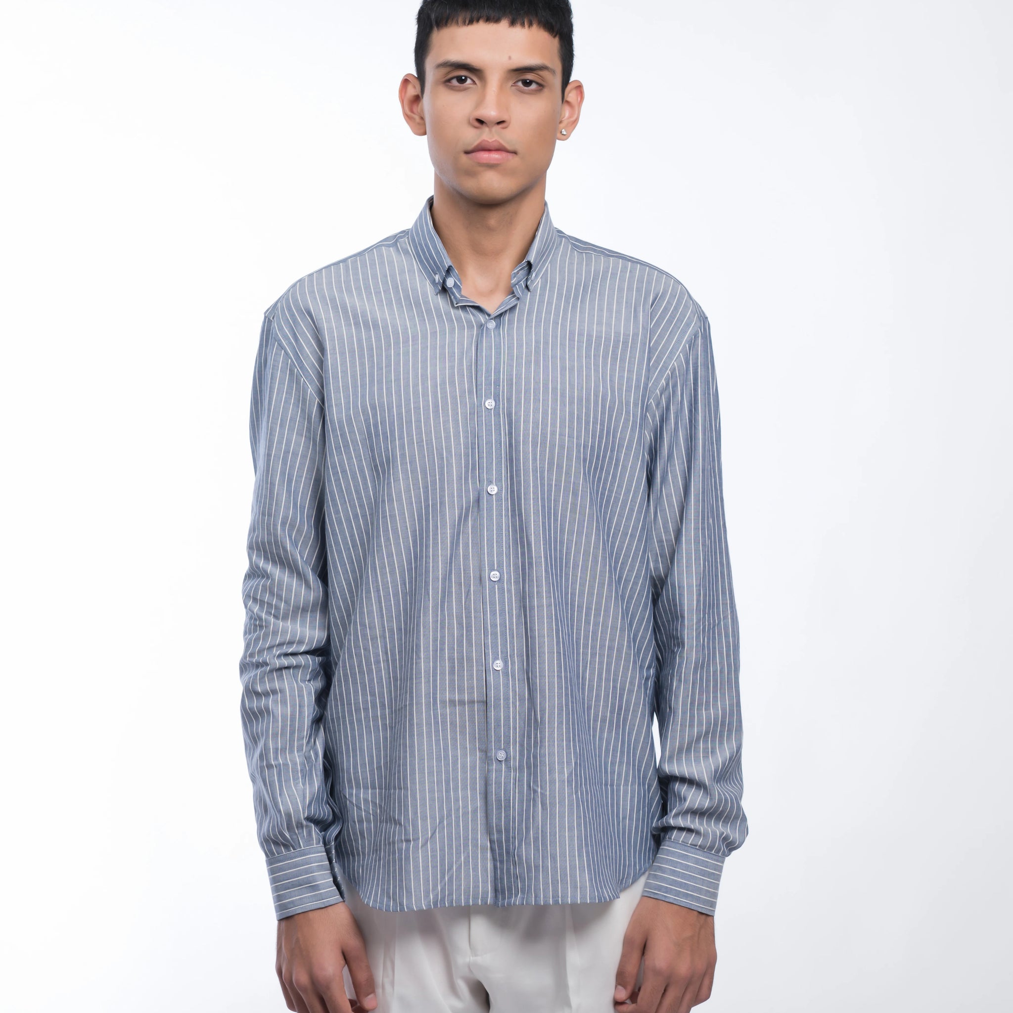 Blue Striped Cotton Shirt