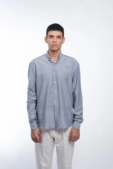 Blue Striped Cotton Shirt