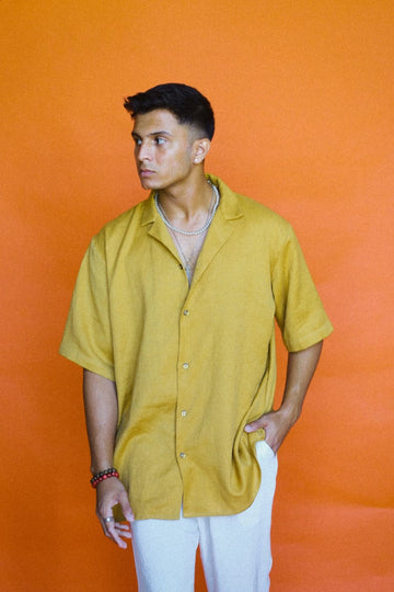 Mustard oversized Jute Shirt