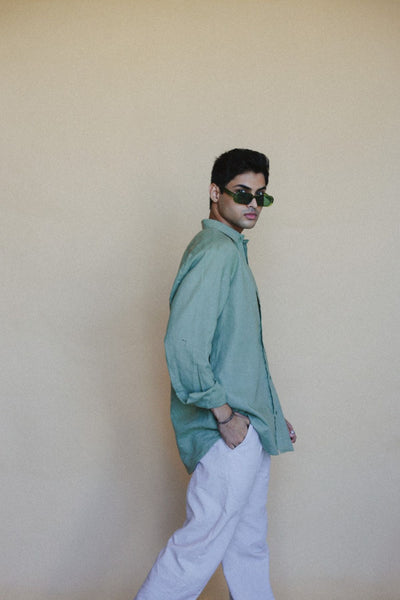 Olive oversized button down