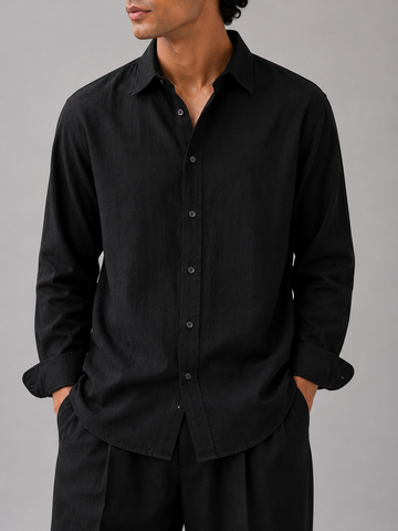Black Linen Relaxed Shirt