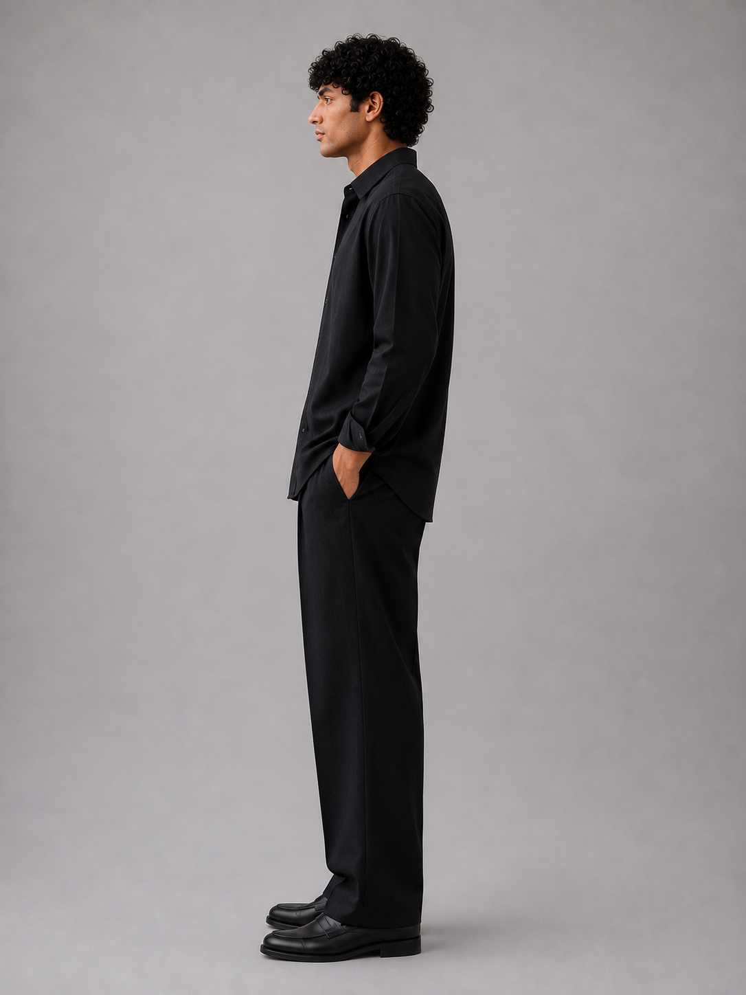 Black Linen Relaxed Shirt