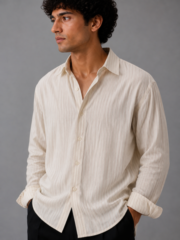 Off-White Linen Stripe Shirt