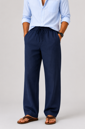 Navy Blue Linen Trouser