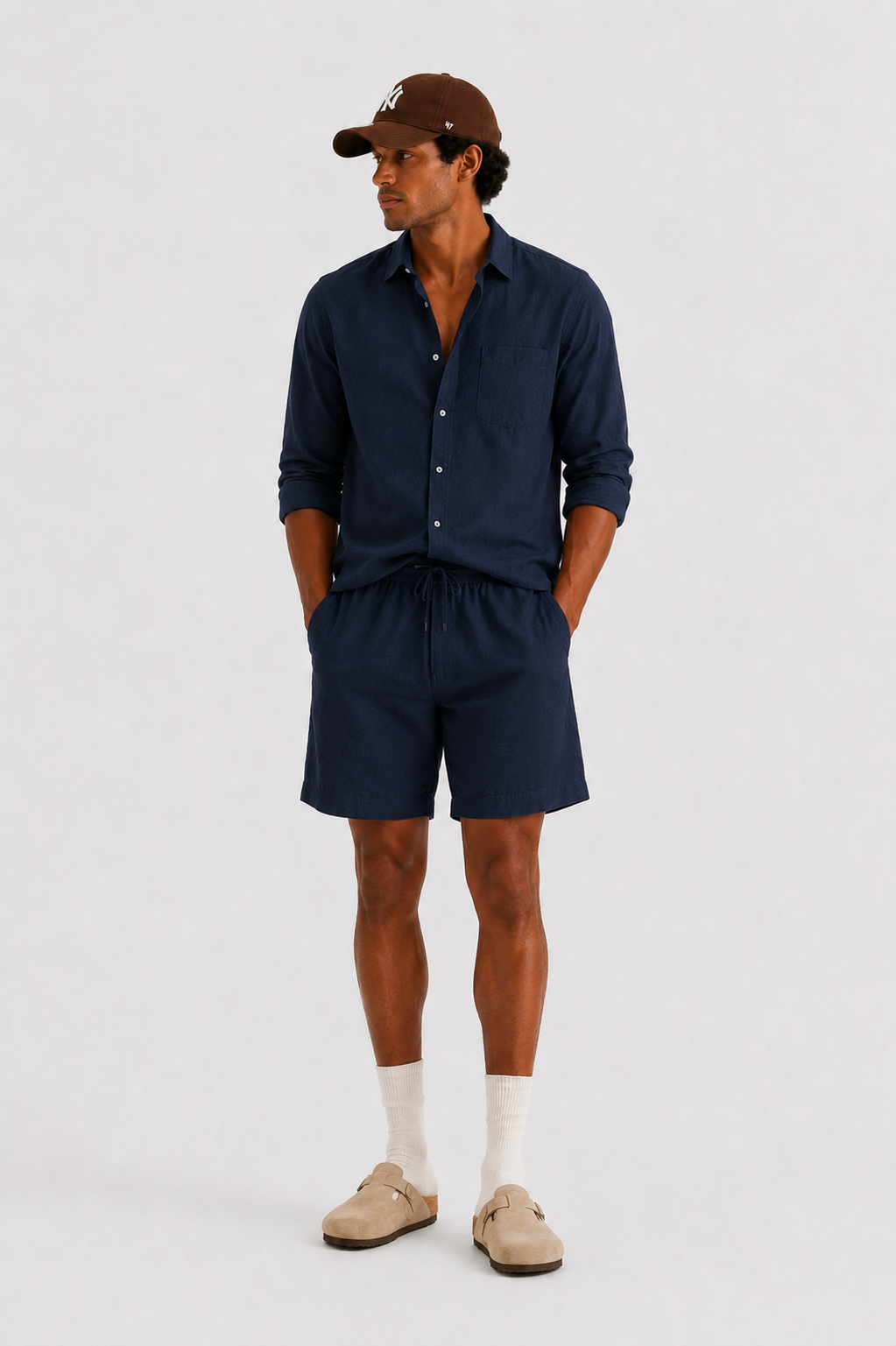 Navy linen shorts