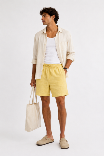 Mustard Linen Shorts