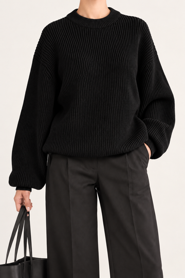 Black Heavyweight Knit Sweater