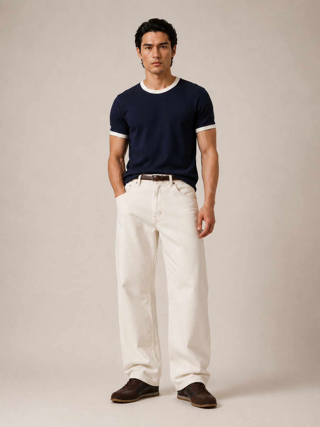 Navy Ringer Tee