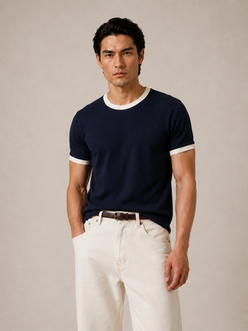 Navy Ringer Tee