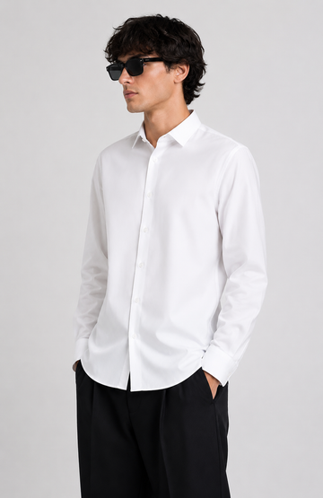 White Stretchable Cotton Shirt