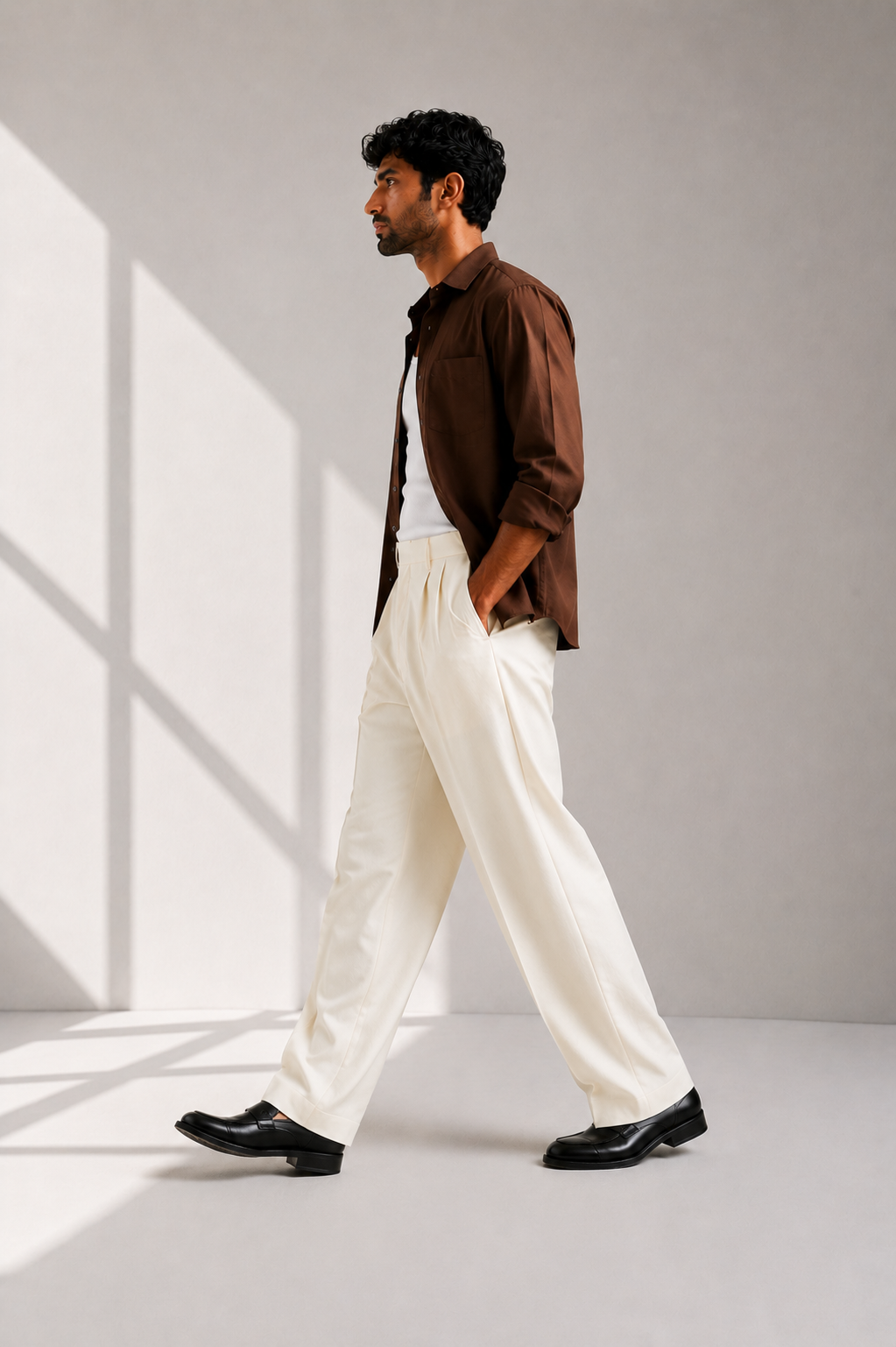 80s pleated pant - Cream