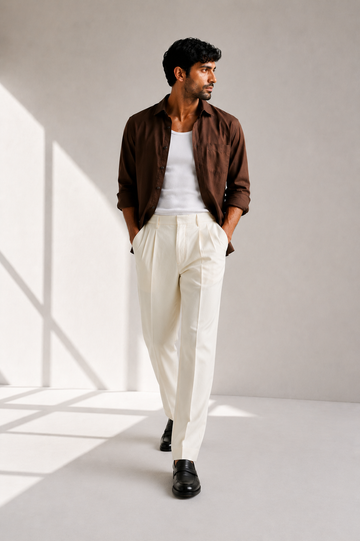 80s pleated pant - Cream