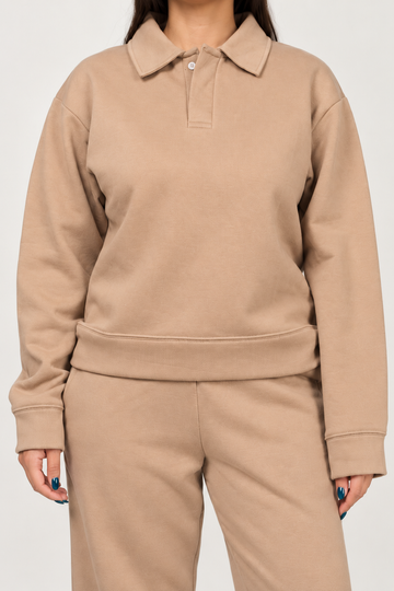 Latte Fleece Polo