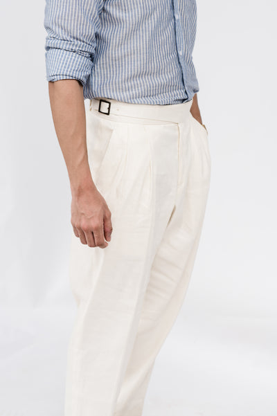 Cream linen Ghurka Pant