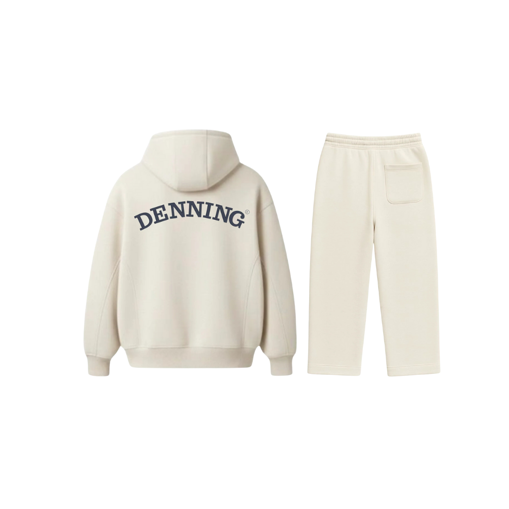 Cream Hoodie and Trouser set