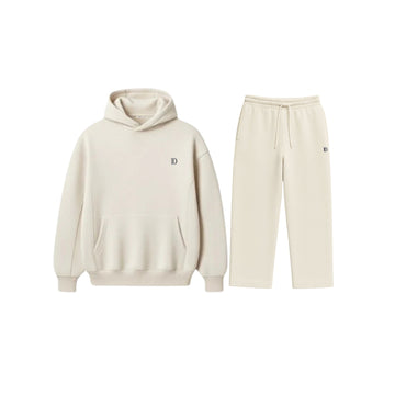 Cream Hoodie and Trouser set