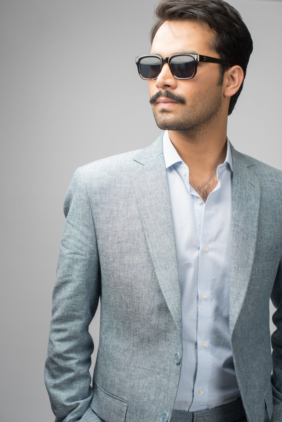 Teal Blue Linen Suit