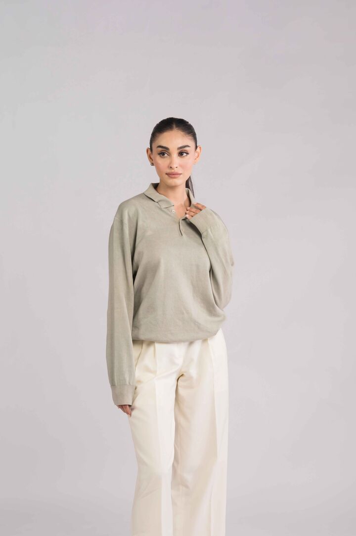 Mist Green knit polo
