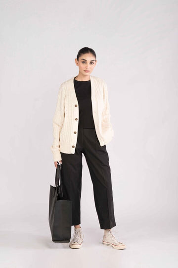 Bone White Cardigan