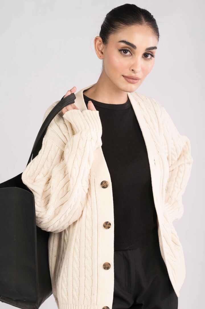 Bone White Cardigan