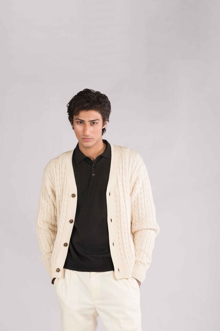 Bone White Cardigan