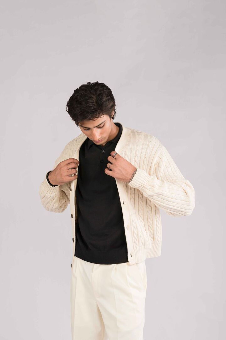 Bone White Cardigan