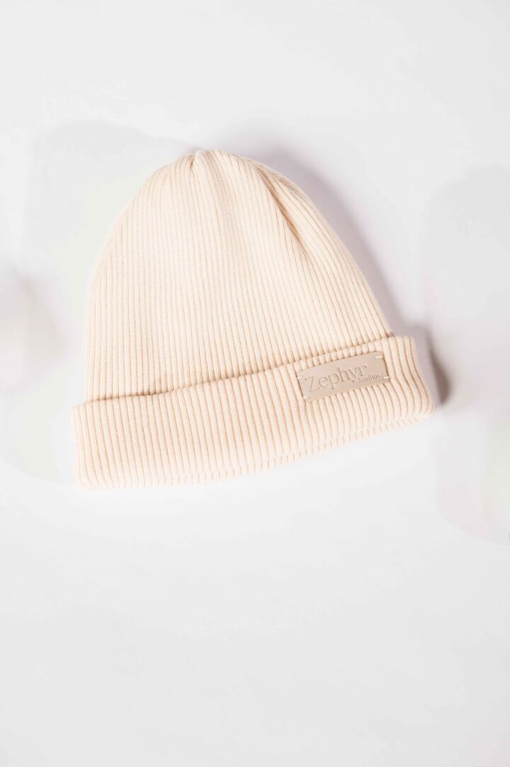 Cream Rib Beanie