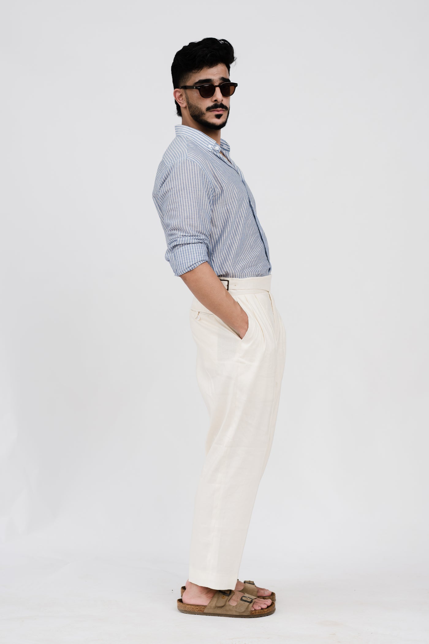 Cream linen Ghurka Pant