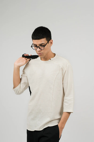 Cream linen Zib Shirt