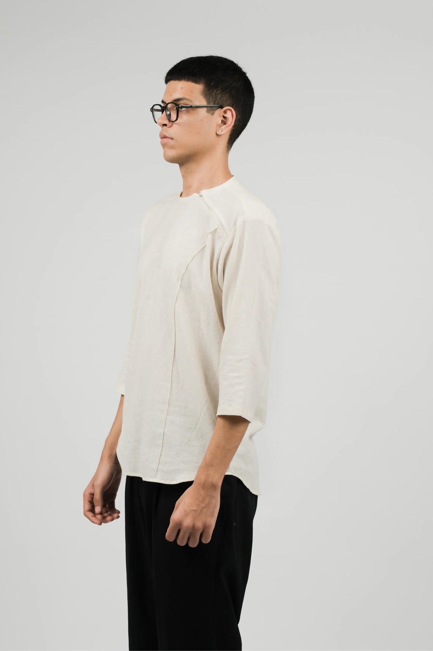 Cream linen Zib Shirt