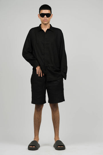 Black linen Shorts