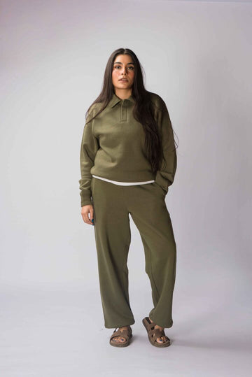 Olive Green Fleece Polo