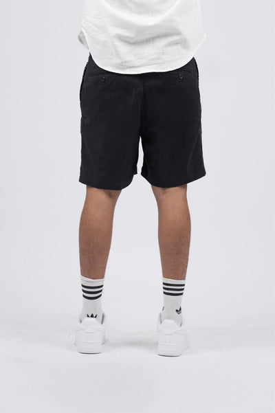 Black cotton box fit shorts