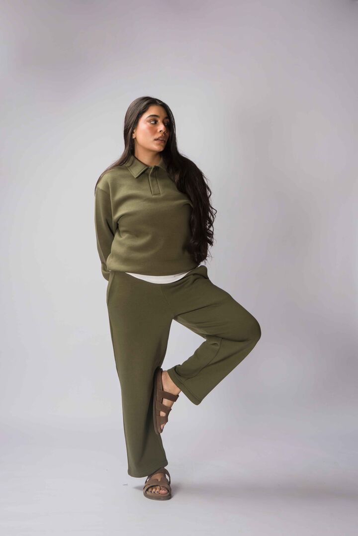 Olive Green Fleece Polo