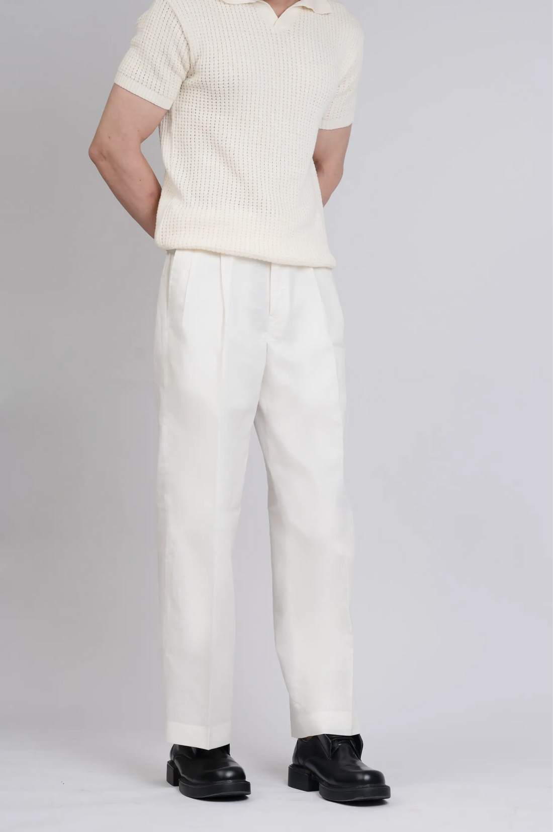 Cream baggy linen pant