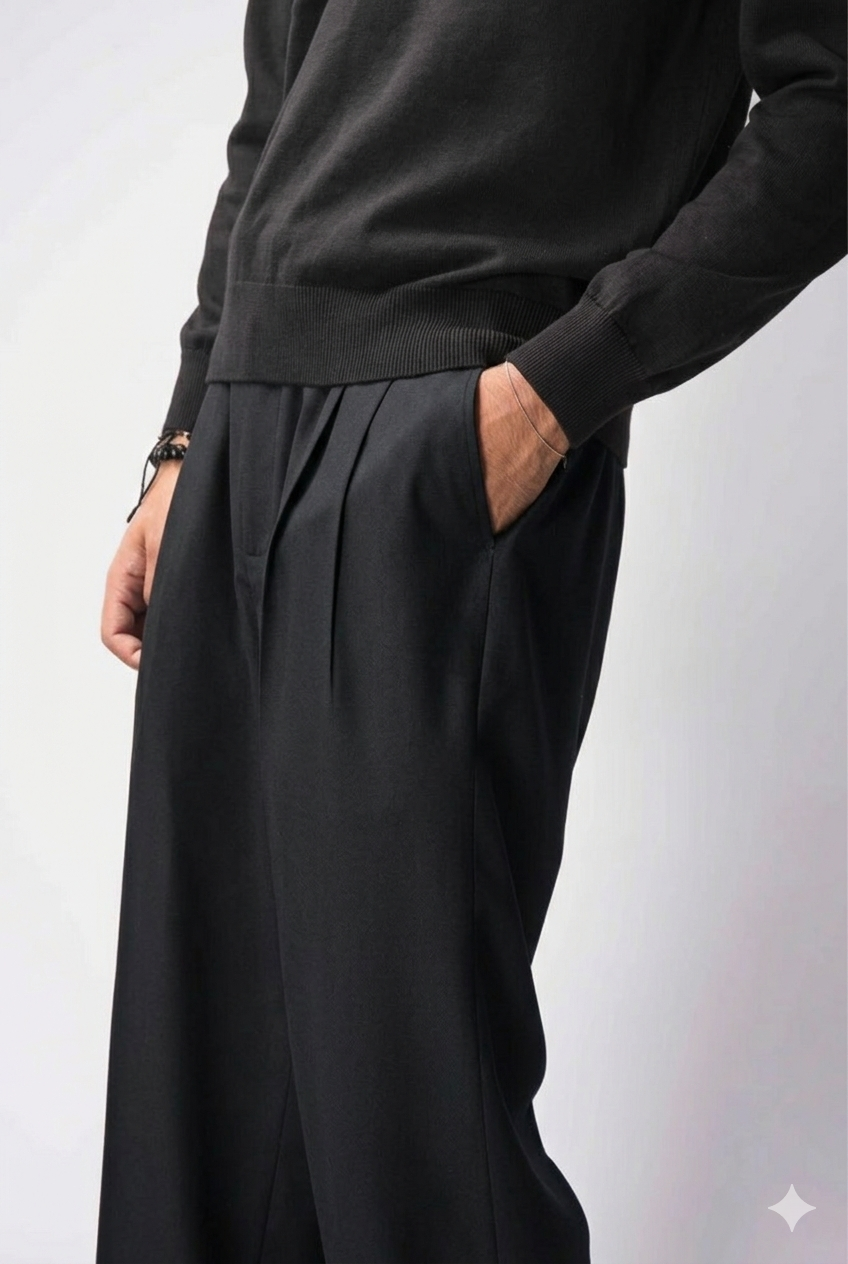 80s pleated pant - Black