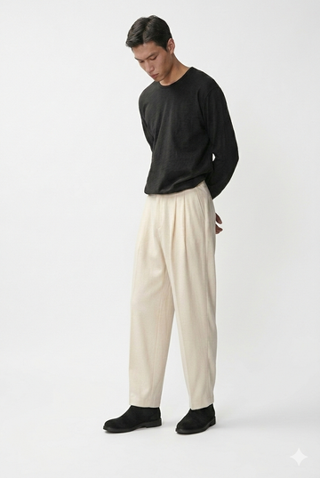 80s pleated pant - Cream