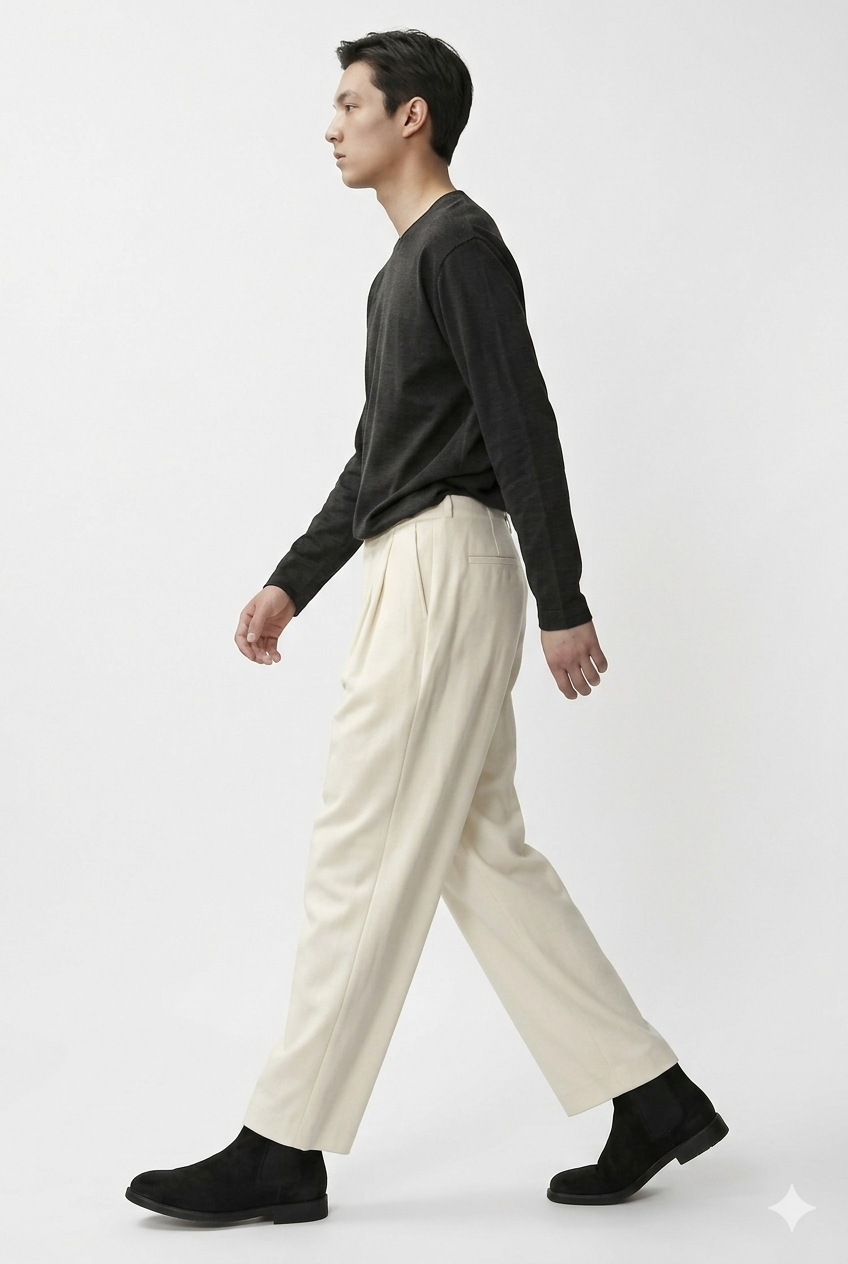80s pleated pant - Cream