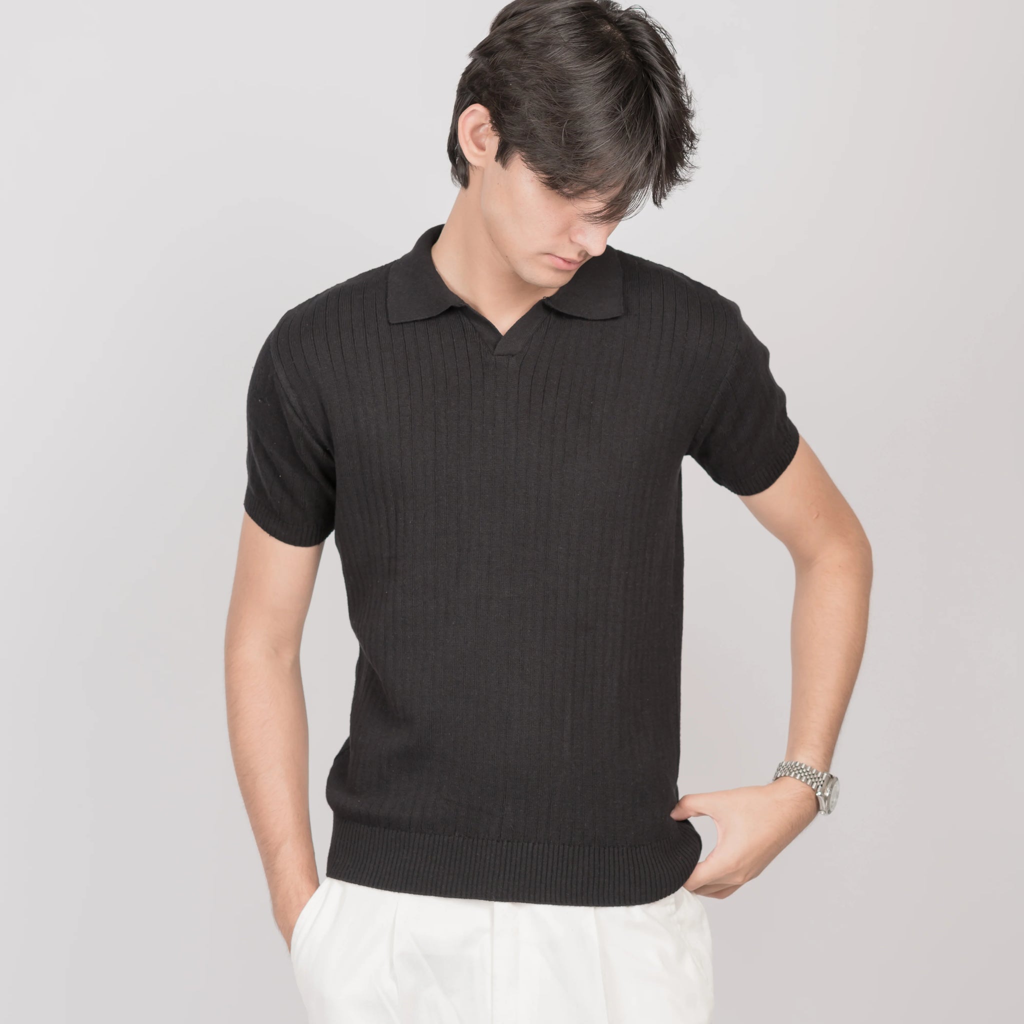 The Black Knit Polo