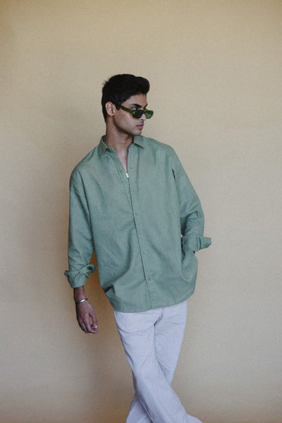 Olive oversized button down