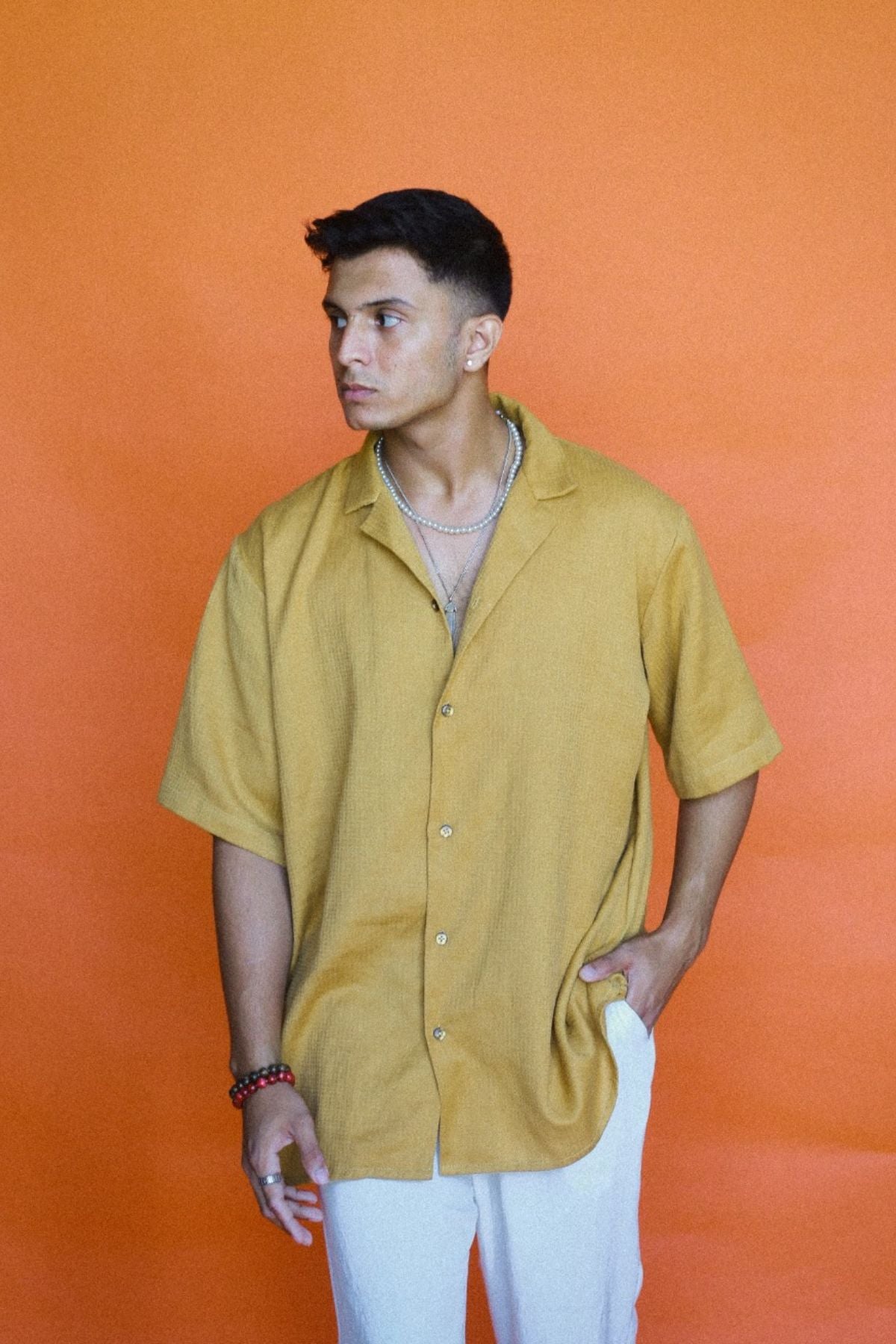 Mustard oversized Jute Shirt