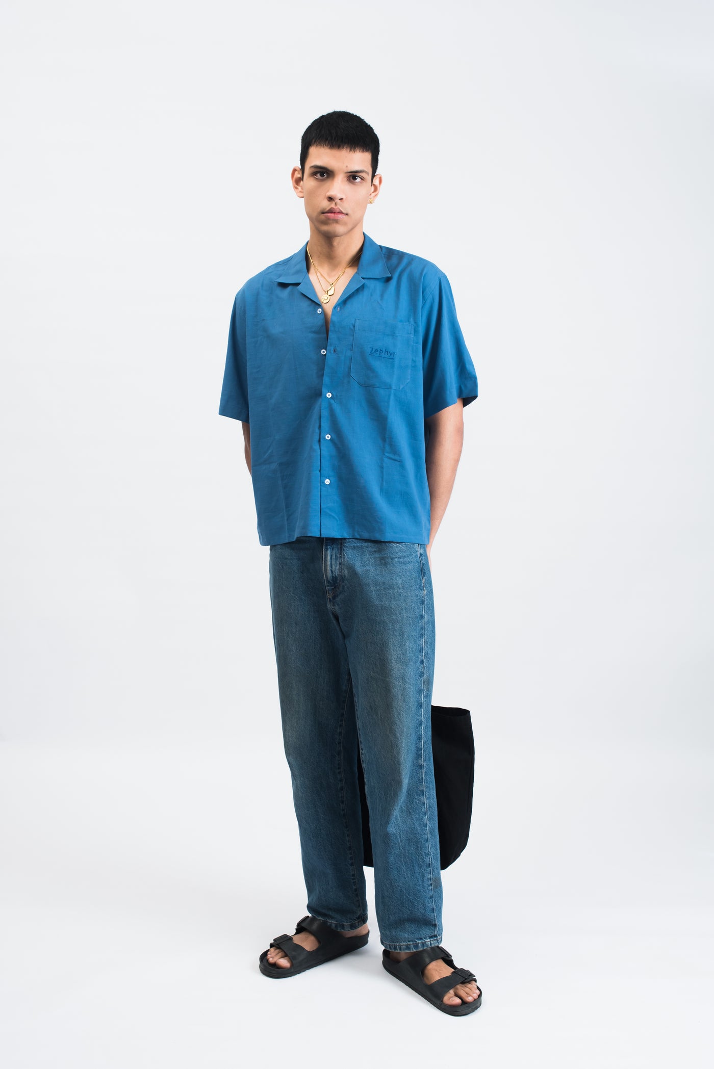 Cropped French Blue Shirt