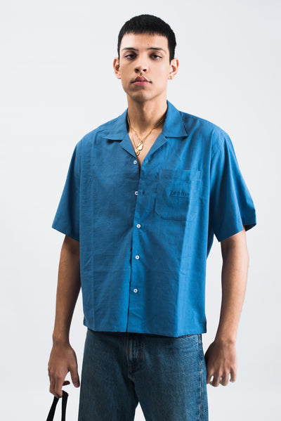 Cropped French Blue Shirt